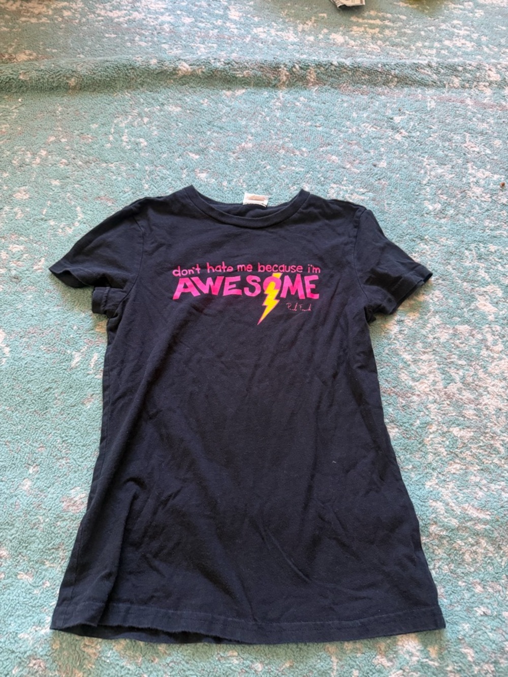 Paul Frank Black Tee with Pink & Yellow 'Awesome' Graphic